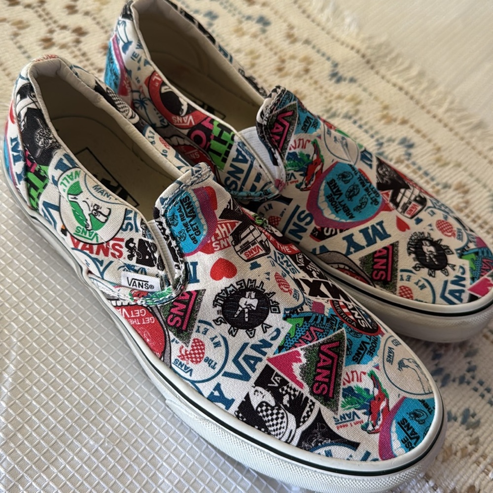 Vans Mash Up Sticker Mens 8.5 Womens 10 Slip On Shoes